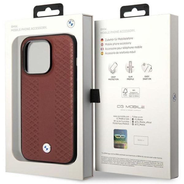 BMW Mobilskal till iPhone 14 Pro Max Magsafe Diamond Pattern - Burgundy