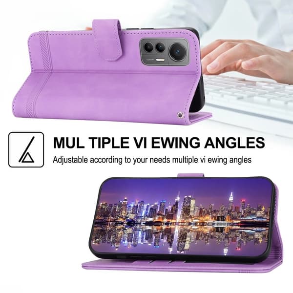 DIERFENG DF-03 för Xiaomi 12 Pro 5G Plånboksfodral Konstläder - Lila