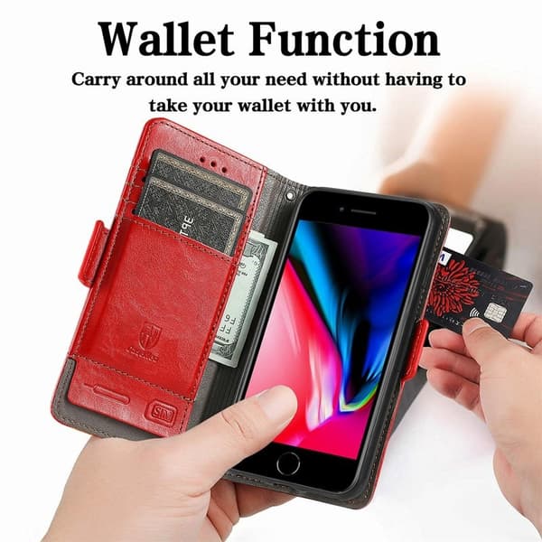 CASENEO iPhone SE (2022) / SE (2020) / 8 / 7 / 6 Konstläder Plånboksfodral - Röd