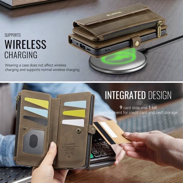 CASEME Konstläder Plånboksfodral för Samsung Galaxy S20 FE - RFID-Skydd, Brun
