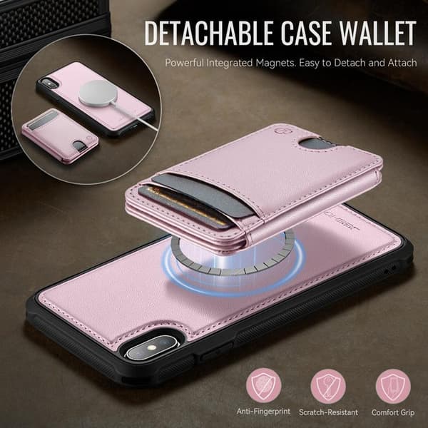 JEEHOOD Mobilskal till iPhone XS Max MagSafe Läder - Rosa Rosa