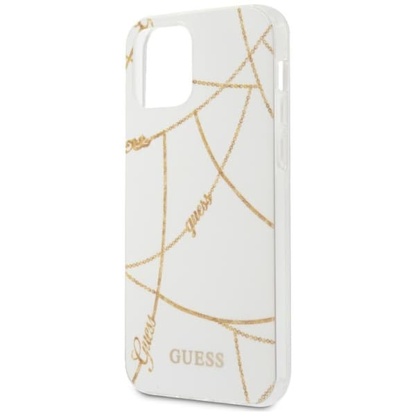 Guess Mobilskal till iPhone 12 Pro MagSafe Gold Chain Collection - Vit