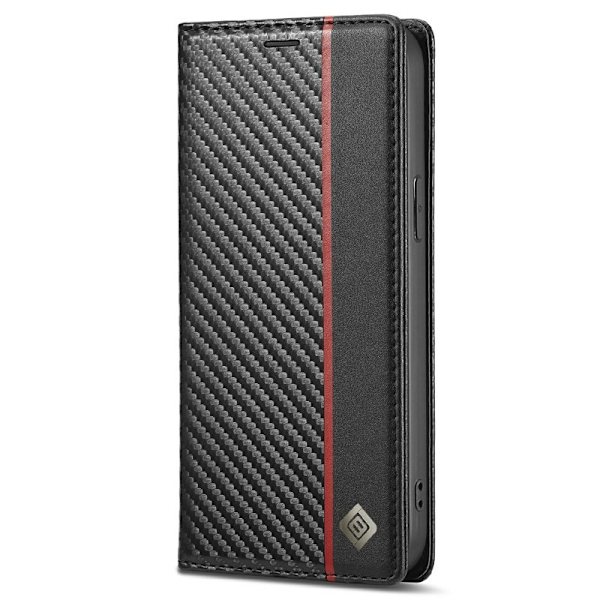 LC.IMEEKE iPhone 12 Pro Max Plånboksfodral i Konstläder - Röd Stripe