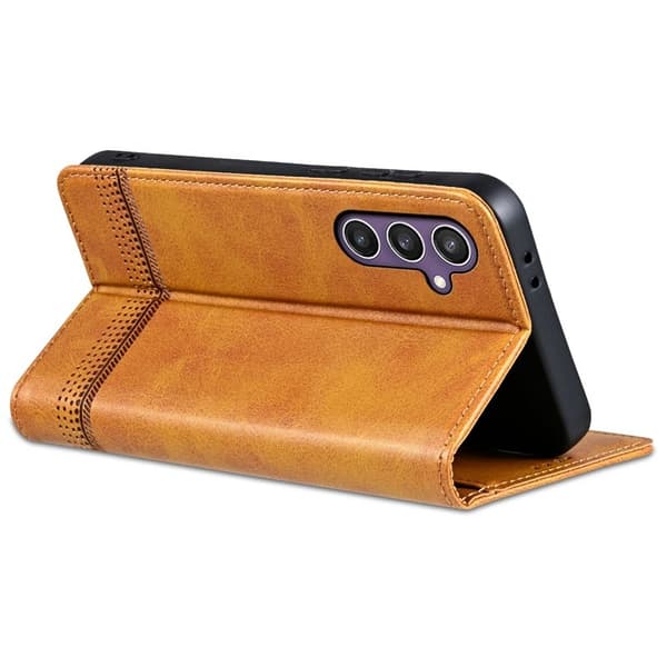 AZNS Samsung Galaxy S24 FE Plånboksfodral Konstläder - Brun
