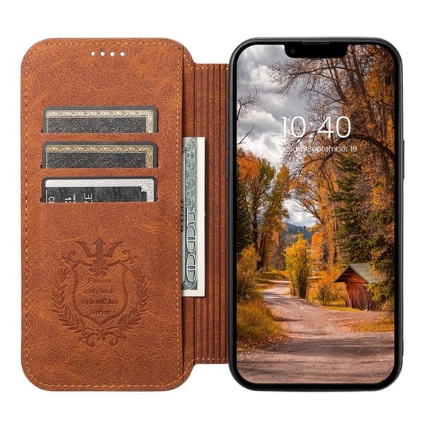 SUTENI iPhone 14 Plus Lompakkokotelo Magsafe - Khaki Brun