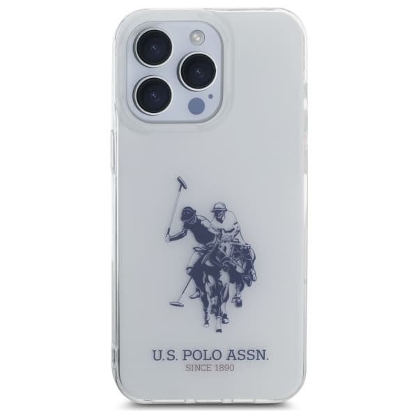 US Polo telefontaske til iPhone 15 Pro Max skinnende stort logo - hvid