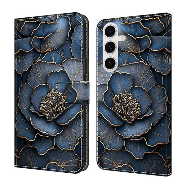 Plånboksfodral för Samsung Galaxy S26 Plus Fällbart Ställ - Blå Guld Pion