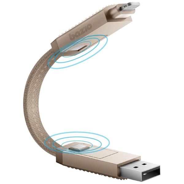 Bazic USB-C/USB-A till USB-C/Lightning 60W Kabel 15cm 3A Alucable GoCharge Guld