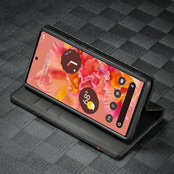 LC.IMEEKE Google Pixel 6a Plånboksfodral Konstläder - Carbon Fiber - Vit