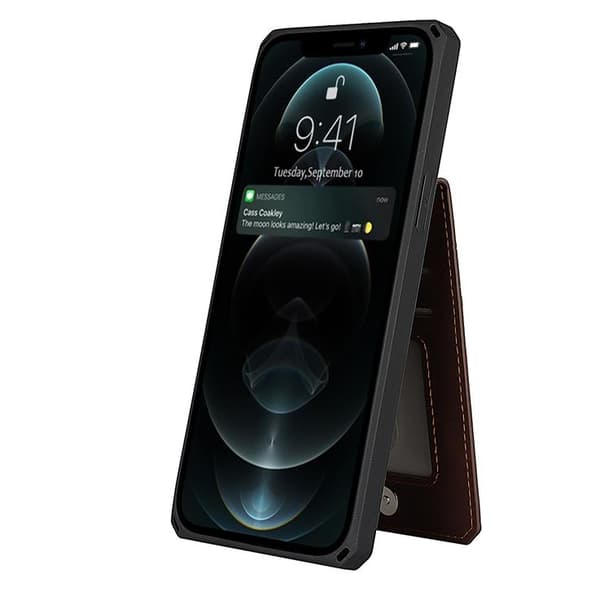 Skal med Kortplatser till iPhone 12 Pro Max - Brun Brown