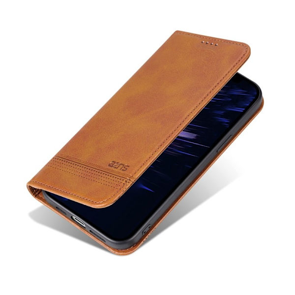 AZNS iPhone 16e Plånboksfodral Konstläder - Brun