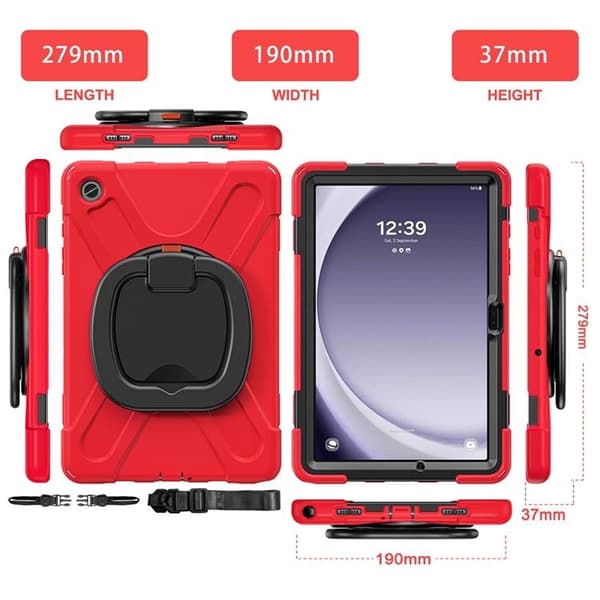 Mobilskal till Galaxy Tab A9 Plus Kickstand Handle Grip - Röd / Svart Röd