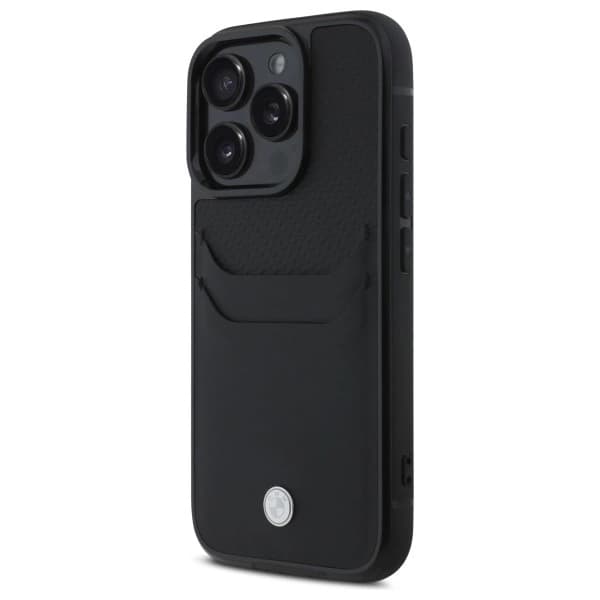 BMW Mobilskal till iPhone 16 Pro Max Sign Läder Korthållare - Svart Black