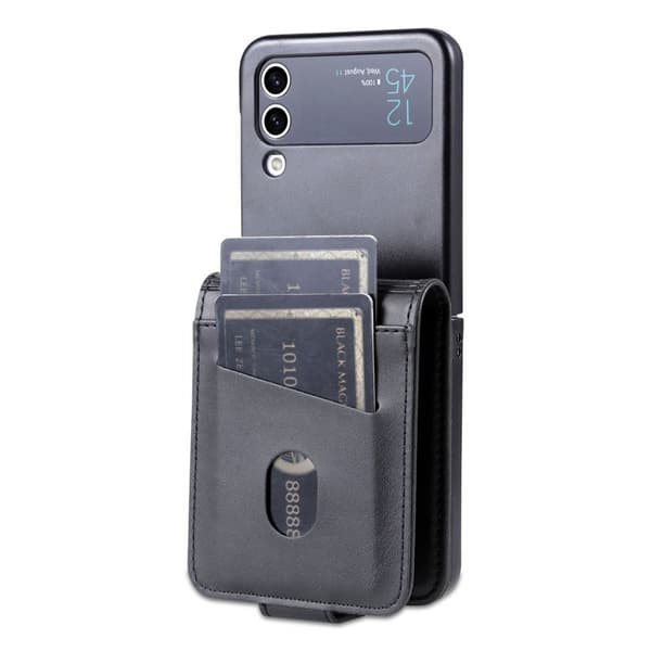 AZNS Samsung Galaxy Z Flip4 Plånboksfodral Konstläder - Svart