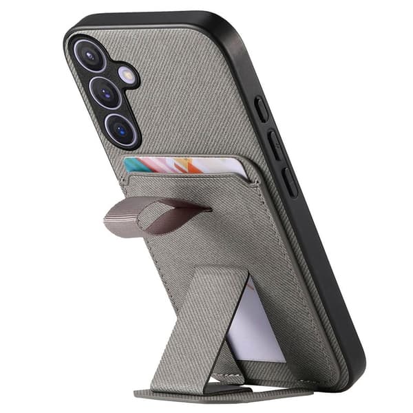 Mobilskal för Samsung Galaxy S26 TPU + Konstläder Kickstand - Grå