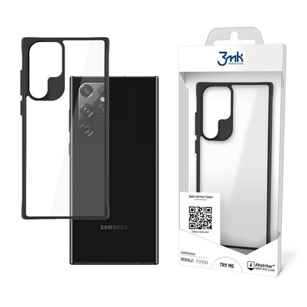 3MK Satin Armor Plus Skal Galaxy S22 Ultra - Transparent Svart