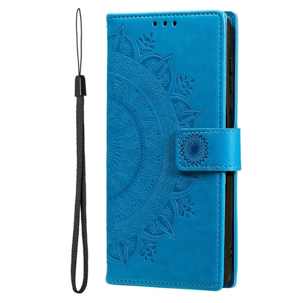 Galaxy S26 Ultra Plånboksfodral Imprinted Totem Konstläder - Blå Blå