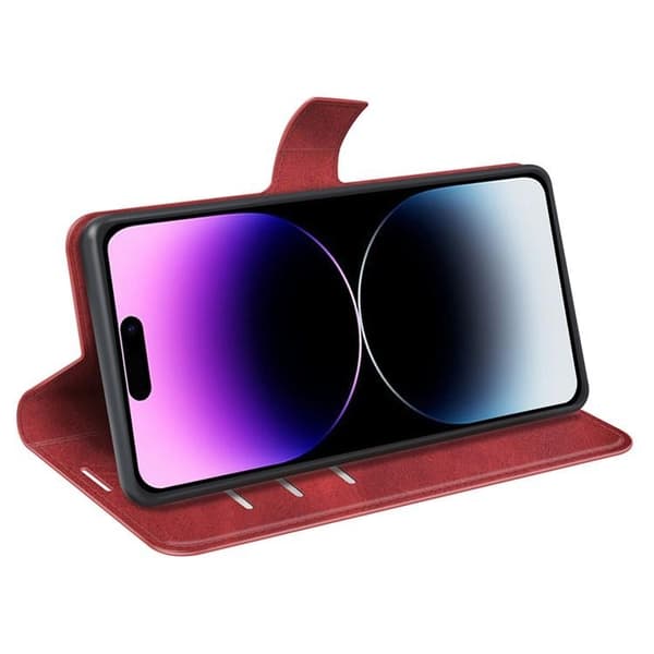 iPhone 15 Pro Max Plånboksfodral Calf Flip Folio - Röd Röd