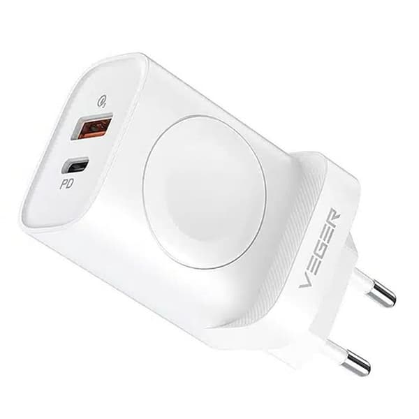 Verger Väggladdare Adaptrar USB-A-USB-C - Vit Grå