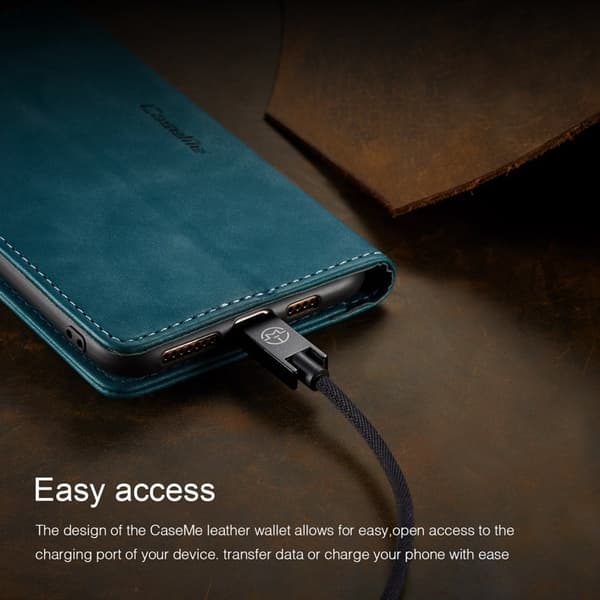 CASEME 013 Plånboksfodral Konstläder för iPhone XS Max - Blå