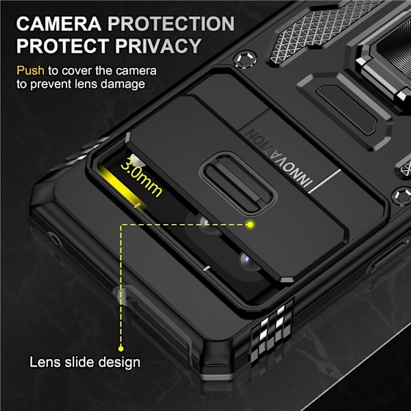 Google Pixel 7a Mobilskal Shockproof Armor Kickstand - Svart Svart