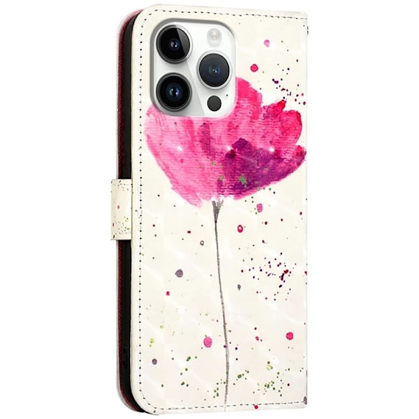 iPhone 16 Pro Plånboksfodral Printing Pattern Med Rem Rosa