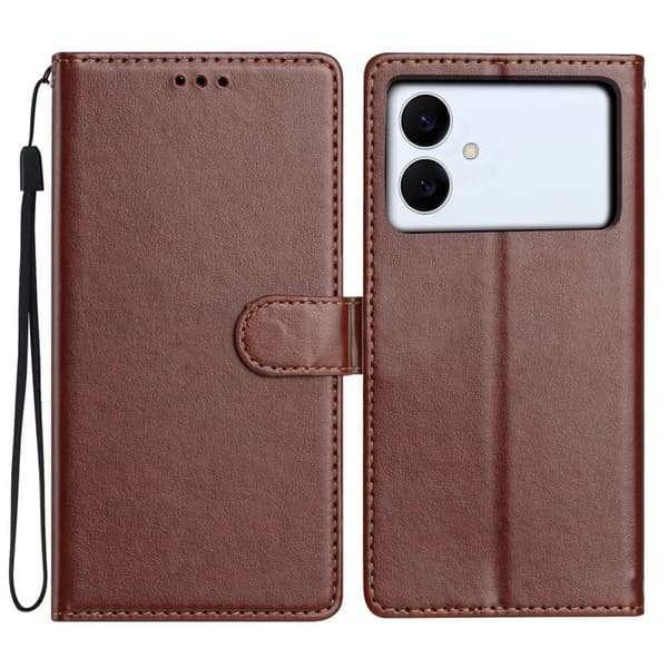 Samsung Galaxy S26 Edge Plånboksfodral Ställ Konstläder - Brun