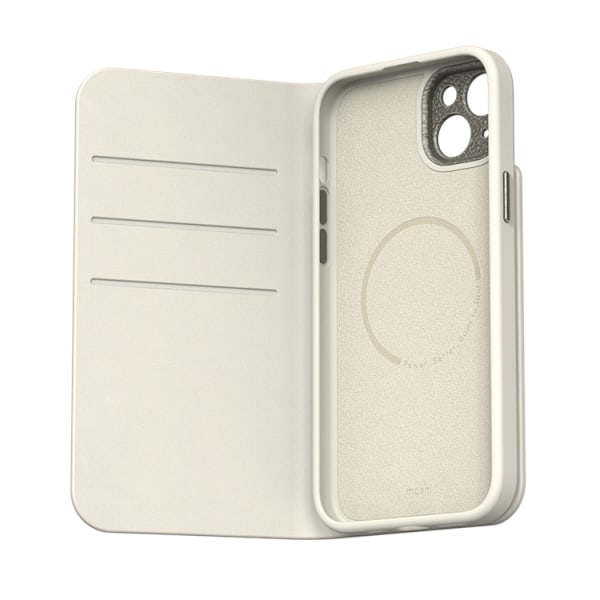 Moshi iPhone 15 Plus Plånboksfodral Magsafe - Äggtoddy Vit