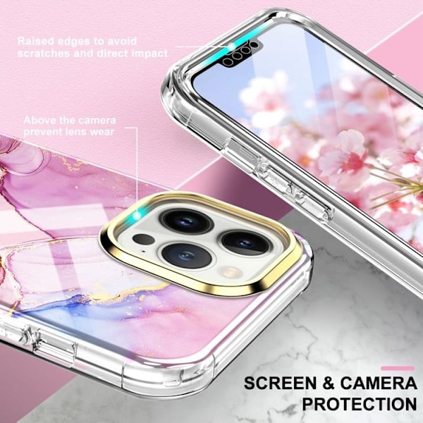 iPhone 14 Pro Max Skal 360 Marble - Rosa