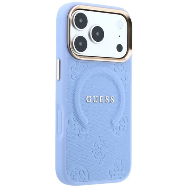Guess Mobilskal För iPhone 18 Pro Max Magsafe Saffiano Peony - Ljusblå
