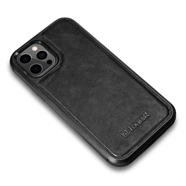 iCarer Nahkakuori iPhone 12 Pro Max - Musta Black