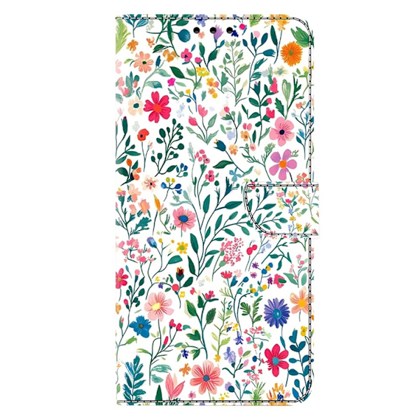 Galaxy A17 5G Konstläder Plånboksfodral Pattern Printing - Small Flowerbed Vit