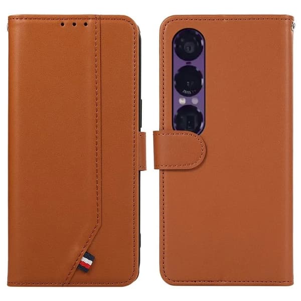 Sony Xperia 1 VII Plånboksfodral RFID-Skydd Konstläder - Brun