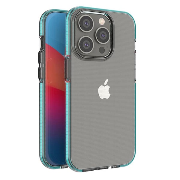 iPhone 14 Pro Skal Spring Silicone med Ram - Ljusblå Blå