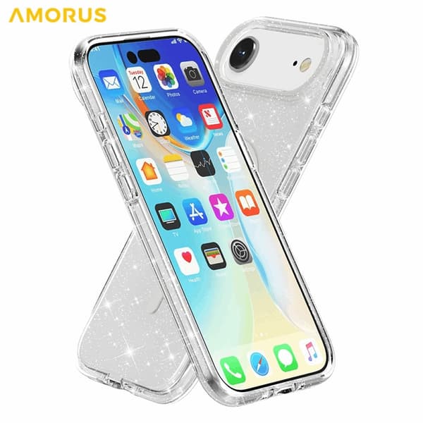 AMORUS Mobilskal till iPhone Air Magsafe Glitter Powder PC + TPU - Vit Vit