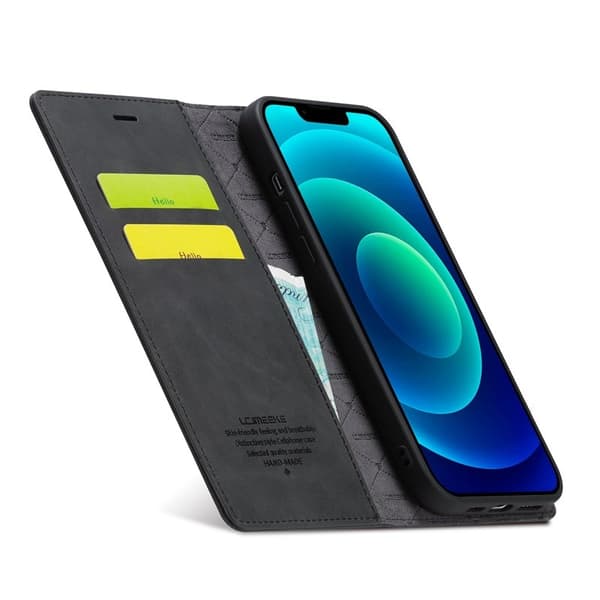 LC.IMEEKE iPhone 14 Plånboksfodral Konstläder Ställ Flip - Svart
