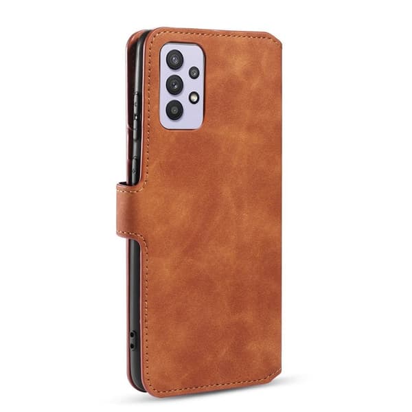 DG.MING Retro Plånboksfodral Konstläder för Samsung Galaxy A32 5G - Brun