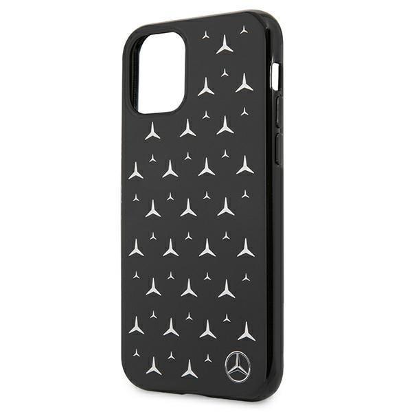 Mercedes Silver Stars Pattern Cover iPhone 11 - Sort Black