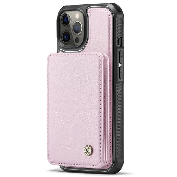 JEEHOOD J05 Mobilskal till iPhone 12 Pro Max Läder med Kortfack - Rosa