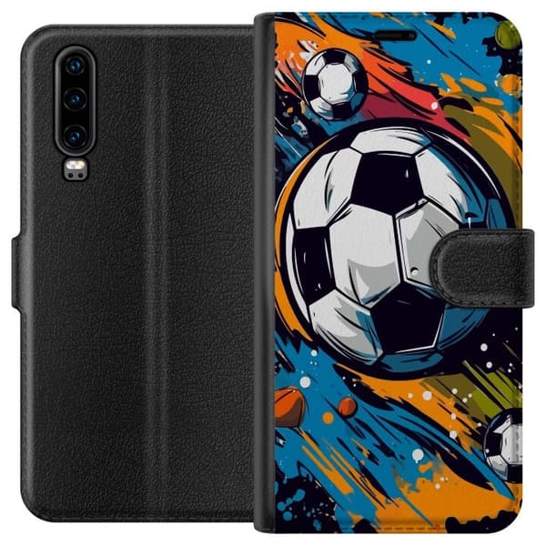 Pung etui til Huawei P30 med Fodbolde