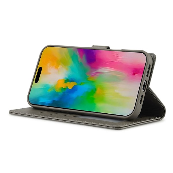 LC.IMEEKE iPhone 16 Pro Max Plånboksfodral Konstläder - Grå