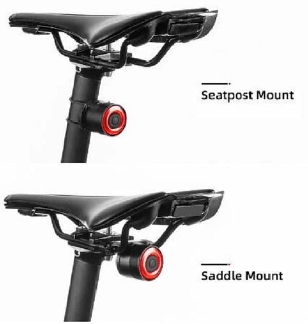 Rockbros Q3 baglygte med intelligent stop-system - Sort Svart