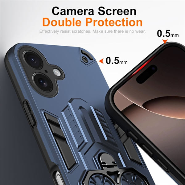 Mobilskal till iPhone 17 Ringhållare Kickstand Shockproof - Blå Blå