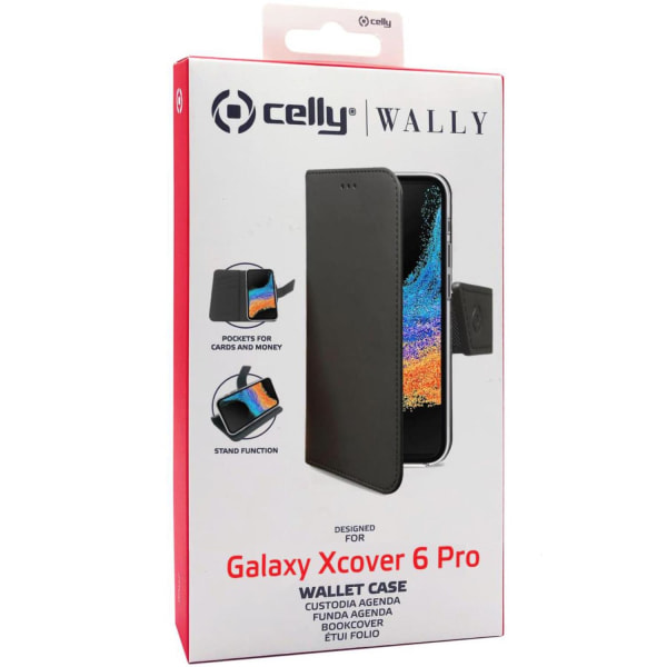 CELLY Galaxy Xcover6 Pro lompakkokotelo - musta