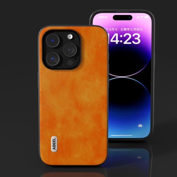 ABEEL Mobilskal till iPhone 14 Pro Max Drop-Skydd Litchi Textur Orange