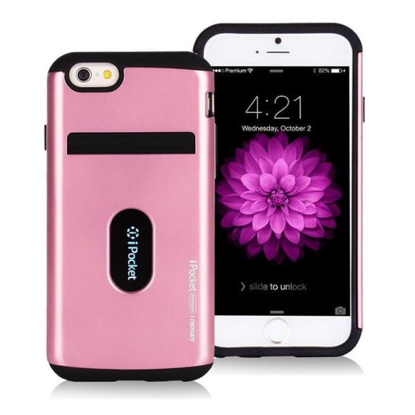 Mercury iPocket Premium skal med kortplats till Apple iPhone 6(S) Plus - Rosa Pink