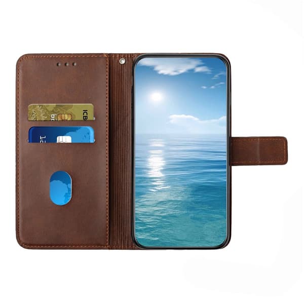 Plånboksfodral för Samsung Galaxy S26 Plus Konstläder med handledsrem - Brun