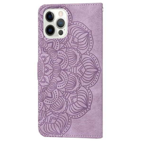iPhone 14 Pro Plånboksfodral Mandala Flower - Lila
