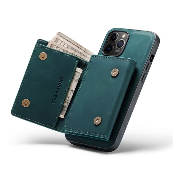 DG.MING M1 Series Magnet Wallet Mobilskal för iPhone 13 - Grön