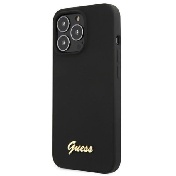 Guess iPhone 13 Pro Max Skal Magsafe Silicone Script Guld Logo -